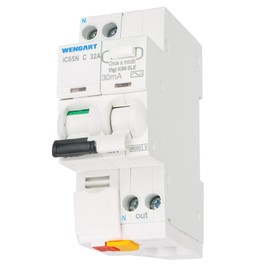 Wengart RCBO Residual Current Circuit Breaker AC 230V 1P+N 6-32A 30mA Overcurrent Protection + Residual Current Circuit Breaker to Ensure Family Safety (25A)