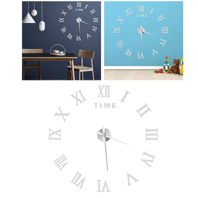 DIY Wall Clock Roman Numerals Frameless Mirror Surface Wall Clock