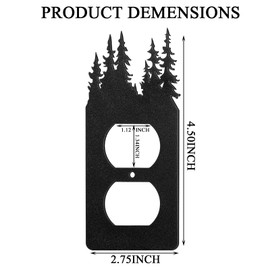 Lothee 3 Pcs Bear Light Switch Cover Plate Black Outlet Plate Cover Bear Elk Forest Mountain House Wall Light Outlet Cover Decorative for Office Bedroom Home, Duplex Toggle(2.76 x 4.5,Classic)