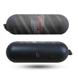 Glossy Glitter Speaker Skin Compatible with Beats Pill (2024) - Thin Red Line - Premium 3M Vinyl Protective Wrap Decal Cover - Easy to Apply | Crafted in The USA by MightySkins