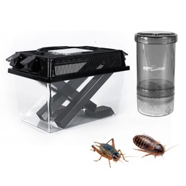 REPTI ZOO Reptile Cricket Keeper & Mixer Combo Kit, Reptile Cricket Calcium Powder Feeder, Feeding Dispenser Shaker for Bearded Dragon Gecko Lizards Chameleon Snake