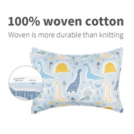 ALVABABY Toddler Pillowcases 2 Pack Organic Cotton Kids Pillow Cover Fit 13"x 18" or 12"x16" Envelope for Girl Boy Sleepy Travel(Pillowcase Only)