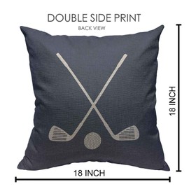 VERSUSWOLF Throw Pillow Covers Boys Golf Sports in Navy Blue and Room Cotton Linen Decorative Square Pillowcases Cushion Cover 18 X 18 Inch