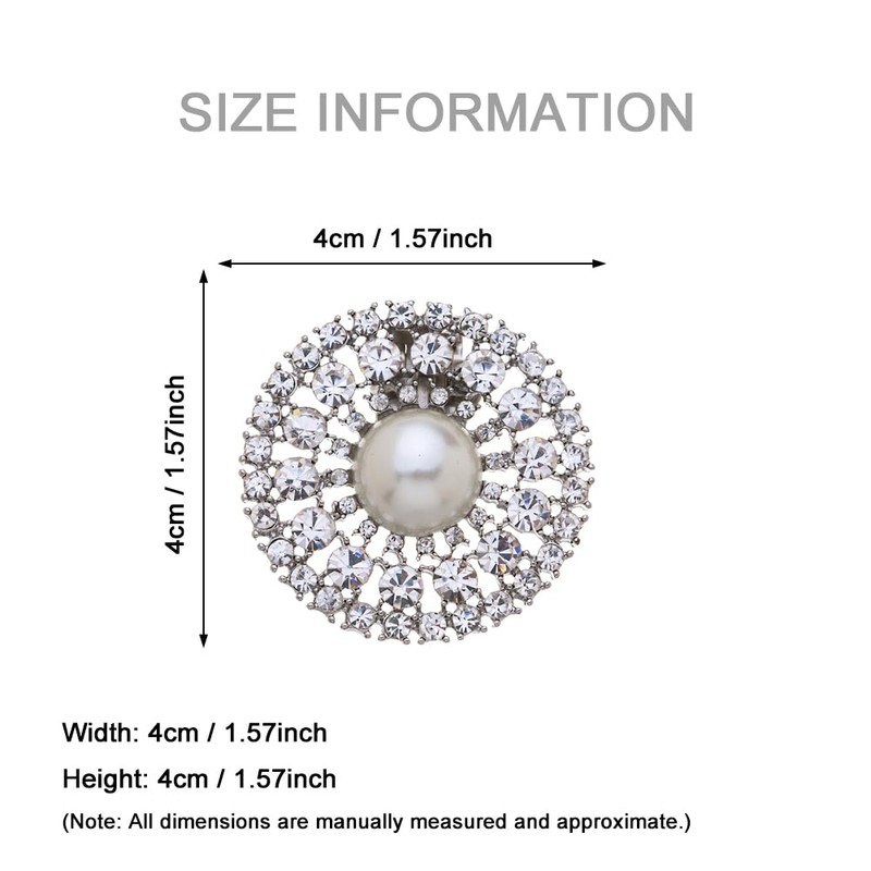 Ruihfas 1 Pair Rhinesetone Pearls Shoe Clips Women's Round Crystal