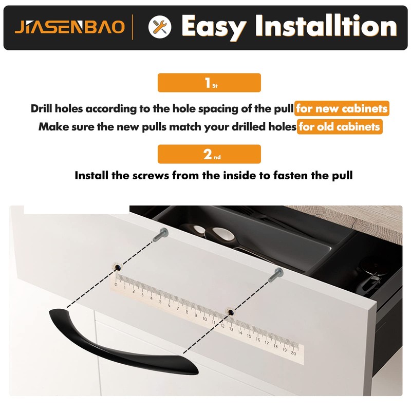JIASENBAO Black Cabinet Pulls 5 Inch Arch Twisted Matte Black