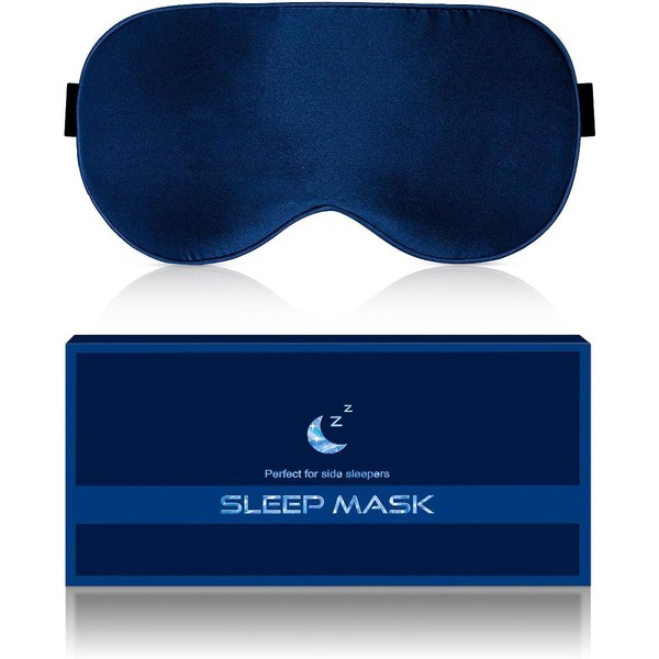 Aosun Silk Sleep Mask for Side Sleepers, 22 Momme, 100% Pure Natural Organic Mulberry Silk Eye Mask, Sleeping Masks, Blackout Sleeping Mask with Adjustable Headband for Men, Women, Children