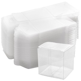SEUNMUK 200 PCS 2 x 2 x 2 Inches Clear Plastic Gift Boxes, Clear Boxes For Favors, Transparent Gift Box for Wedding, Party and Baby Shower Favors, Thanksgiving and Christmas