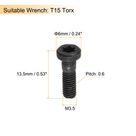 uxcell M3.5x13.5-0.6 Carbon Steel Torx Set Screws for Carbide Insert Lathe Turning Tool Holder, 10Pcs