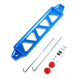 AOCISKA Battery Hold Down Bracket, Universal Crossbar Car Battery Holder Kit with 10in J Bolts,Car Battery Lock Down Sets,Aluminum Alloy Battery Tie Down Mount Bracket,Hold Lock Accessories (Blue)