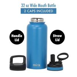 MIRA Stainless Steel Vacuum Insulated Wide Mouth Water Bottle | Thermos Flask Keeps Water Stay Cold for 24 Hours, Hot for 12 Hours | Metal Bottle BPA Free Cap
