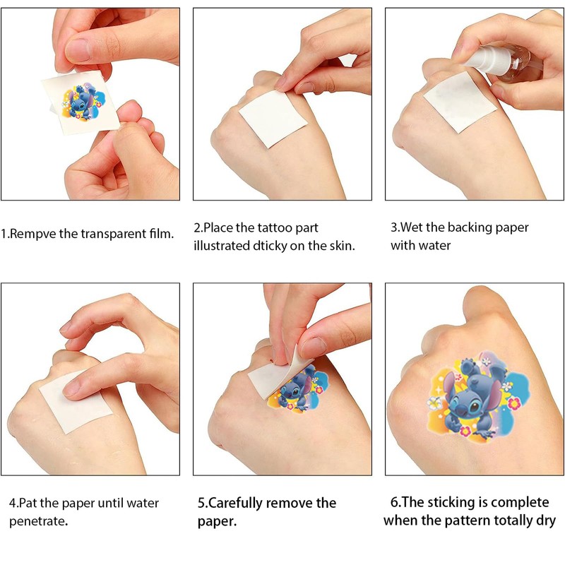 Stit-ch Temporary Tattoos for Children, 8 Sheets with 180+ Caricatures