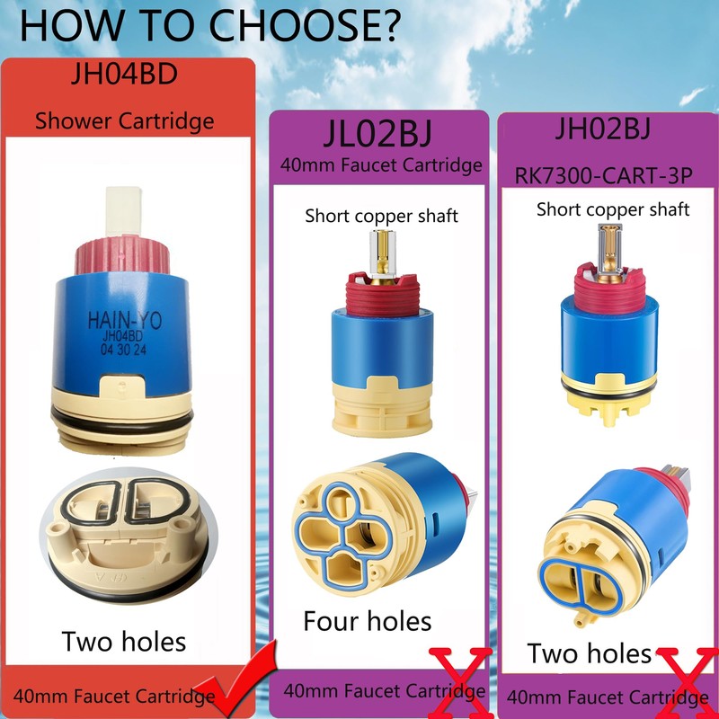 JH04BD Ceramic Plastic Faucet Cartridge 40mm Replacement Cartridge With Single