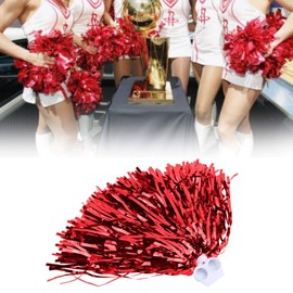 MOUMOUTEN Cheerleader Pompoms, Cheerleading Poms, Plastic Coloured Balls, Cheerleader Pompom Decoration for Team Sports, Dance, Cheering (Scarlet)