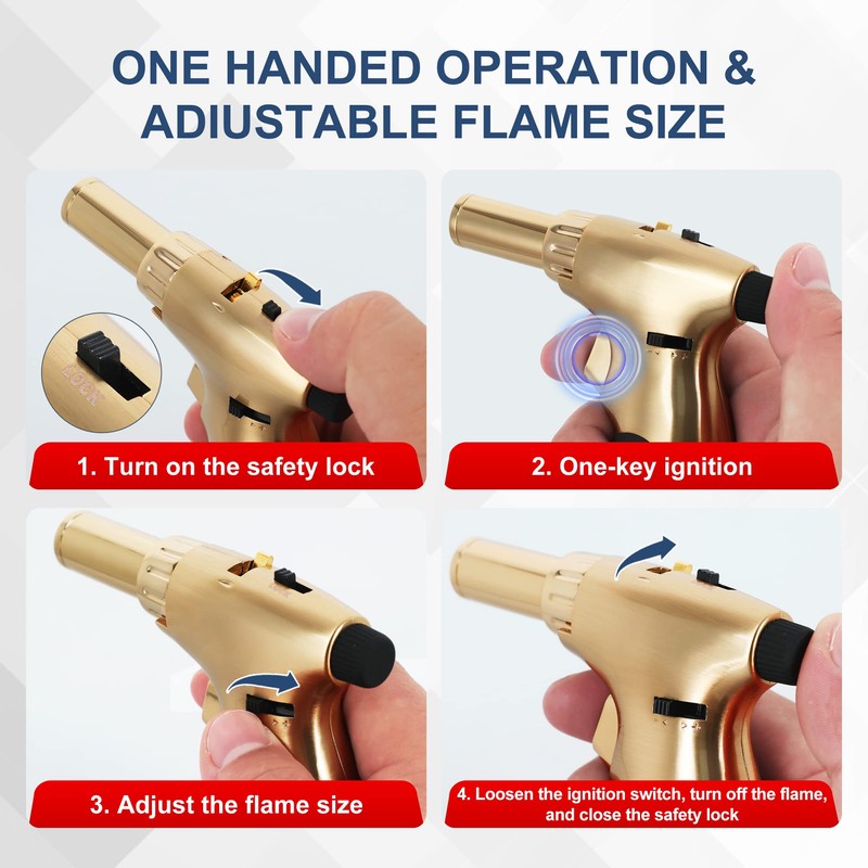 Butane Torch, Premium Double Flame Big Kitchen Torch Lighters with