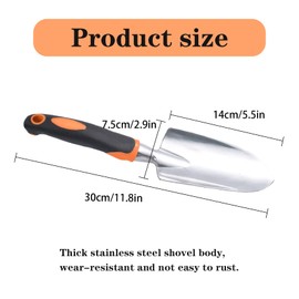 Garden Shovel Hand Trowel Mini Shovel Garden Tools Cast-Aluminum Heavy Duty Gardening Tool Soft Rubberized Non-Slip Handle Potting Tools for Planting, Transplanting, Weeding, Digging Soil (Orange)