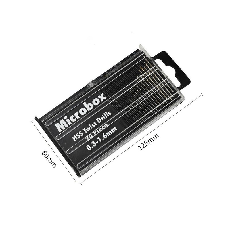 Mini Micro Drill Bit Set,20 PCS 0.3-1.6mm Shank Twist Drill