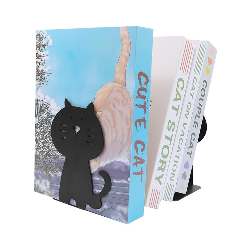 Cat Bookends, Cute and Thickening Metal, Sturdy Durable, Book Organizer