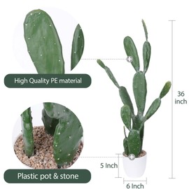 Yinleus 35Inch Artificial Cactus Faux Cacti Fake Cactus Saguaro Potted Plants for Indoor Outdoor Home Offices Store Decoration