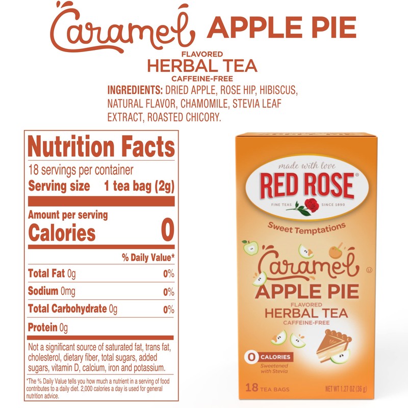 Red Rose Sweet Temptations Dessert Tea Caramel Apple Pie, Zero