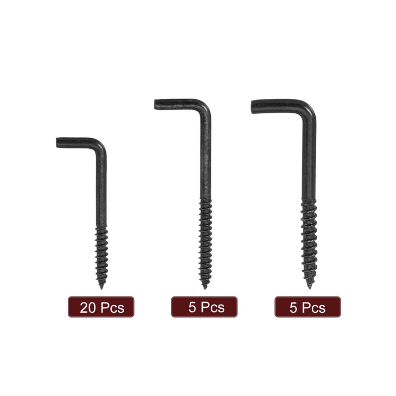 sourcing map Right Angle Hooks, 1Set L Shaped Screw Hooks