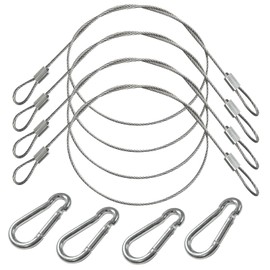 Croixx Wire Security Wire with Carabiner Stainless Steel Drop Prevention Earthquake Prevention Wire Lock (Set of 4)