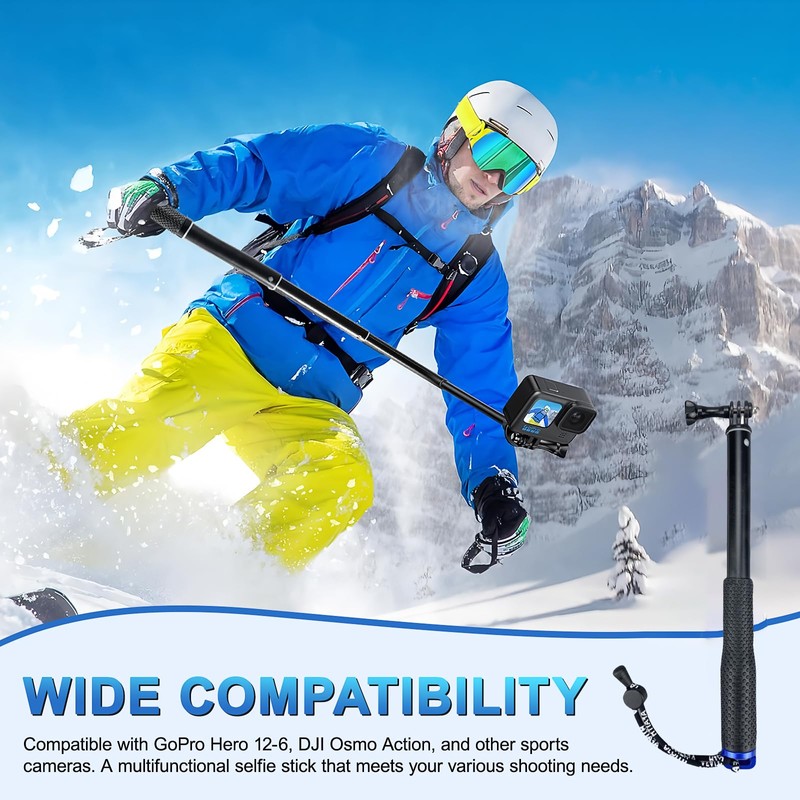 Snowtain Selfie Stick for GoPro, Waterproof Handle, 93 cm Extendable