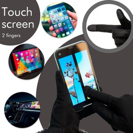 Hysenm Women Winter Gloves With Touch Screen Fingers Warm Suede Gloves Texting Thermal Windproof Mittens for Driving Running,Black