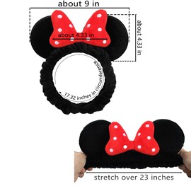 JIAHANG Mouse Ears Facial Spa Headbands, Coral Fleece Wash Face Hair Band, Velvet Bow Shower Hair Band for Girls Women Make up Hair Accessories