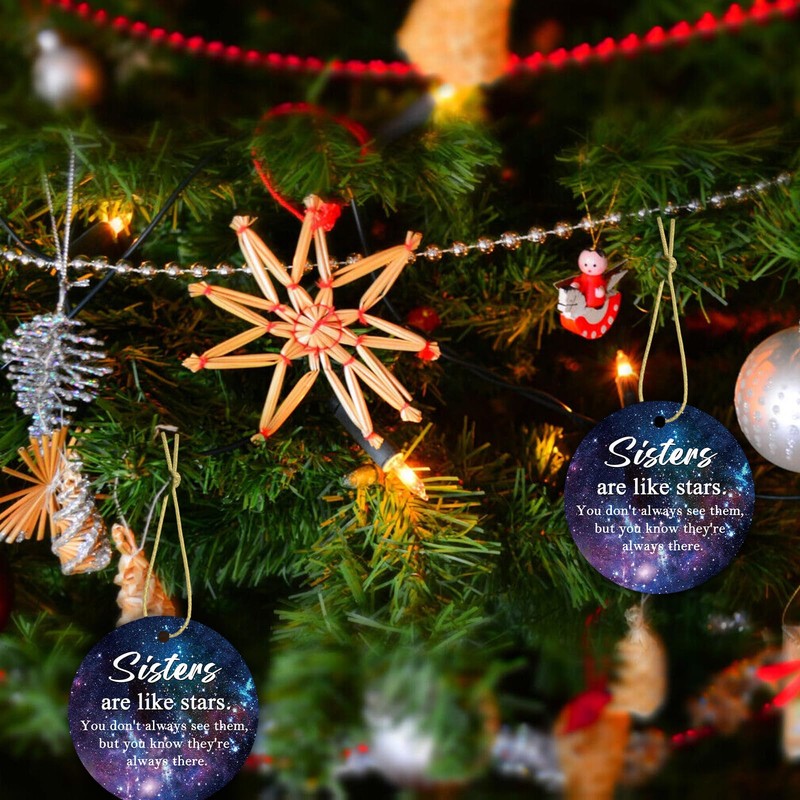 Sisters Christmas Ornaments, 3" Sister Gifts from Brother Ceramic Christmas