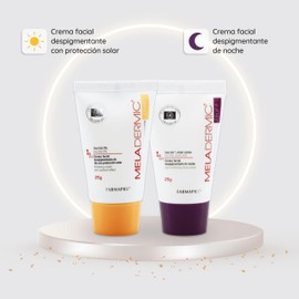 MELADERMIC Pack Day & Night | Día: Crema de Día Facial Antimanchas + Noche: Crema Facial Despigmentante de Noche | Promueve Piel Uniforme | Antimanchas | Disminuye la Apariencia de Pecas