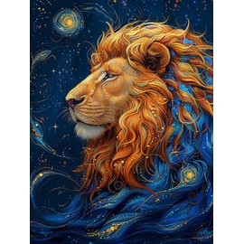 Yeerumo DIY Diamond Painting Accessories Lion Full Set, 5D Painting Diamond Painting Pictures Animal Crystal Embroidery Cross Stitch Home Bedroom Office Wall Decoration 30 x 40 cm