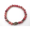 Zen-Ethno-Herrenarmband aus roten kaiserlichen Jaspisperlen und bronzefarbenem Buddha