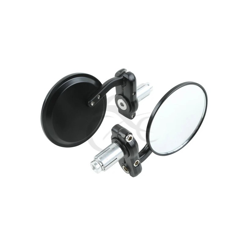 TCMT Black Motorcycle Round 7/8" Bar End Rearview Side Mirrors