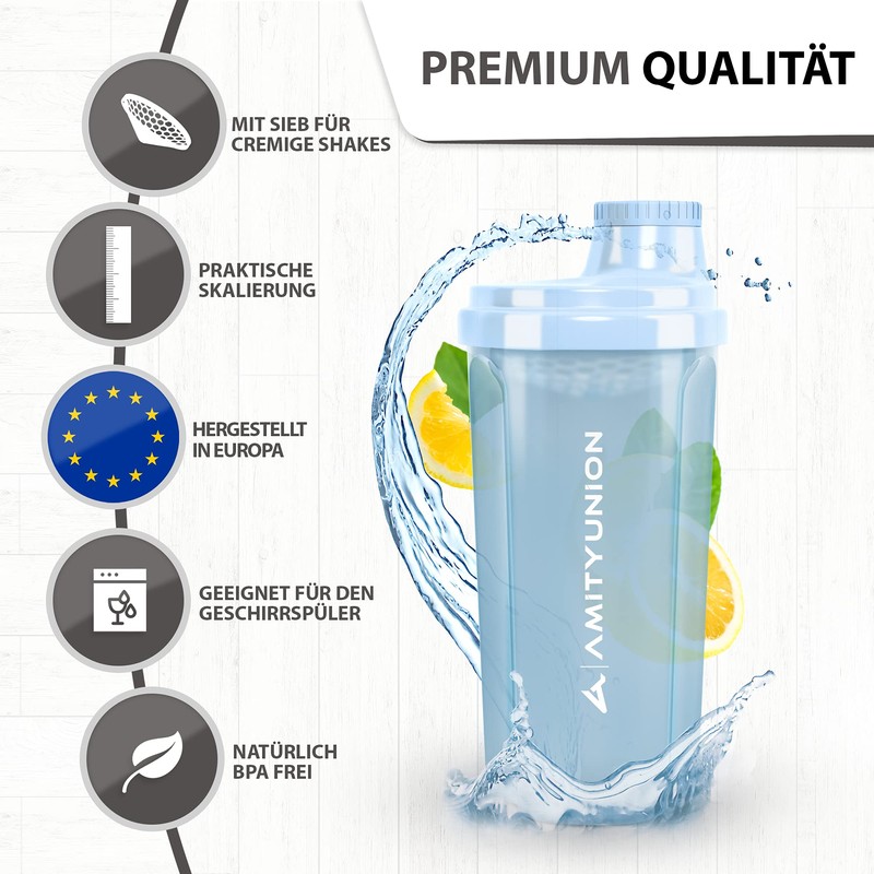 Original protein shaker deluxe 500 ml, leak-proof, BPA-free, fitness mixer with