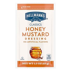 Hellmann's Classics Honey Mustard Salad Dressing Portion Control Sachets Gluten Free, No Artificial Flavors or High Fructose Corn Syrup, Colors from Natural Sources, 1.5 oz, Pack of 102
