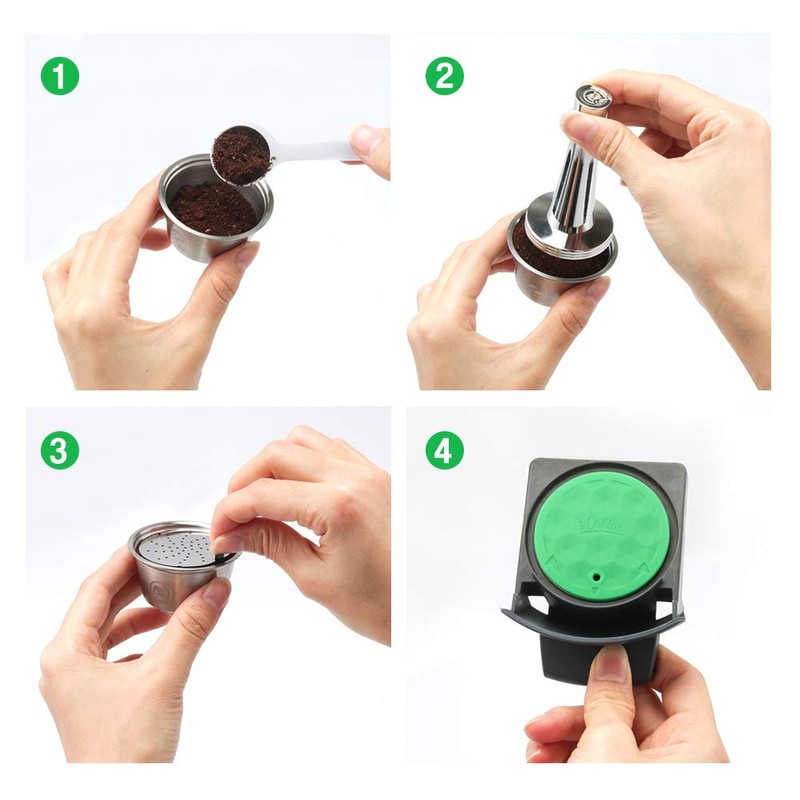 i Cafilas New Lid Stainless Steel Refillable Coffee Capsules Crema