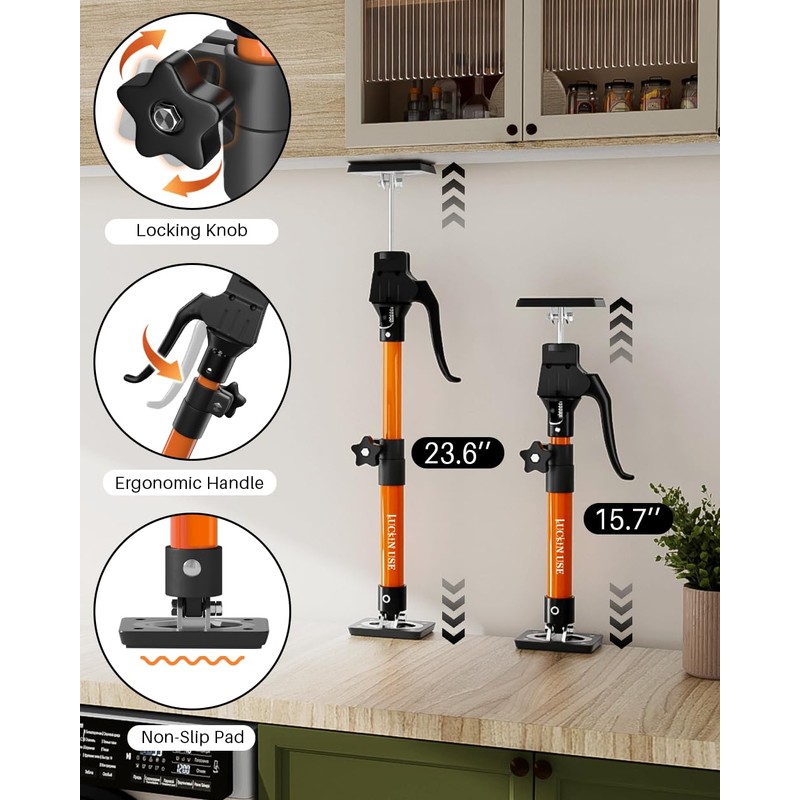 HOLOTHURIAN Cabinet Jack Support Pole, 15.8" - 23.6 inches Third