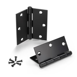 KNOBWELL 24 Pack Matte Black Door Hinges, No Squeak Interior Hinge for Doors, 3.5 Inch X 3.5 Inch Door Hinges with Square Corners