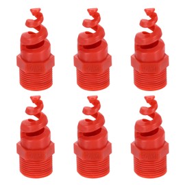 sourcing map 6Pcs Spiral Cone Nozzles, 3/4" Male PP Plastic Dust Remove Sprayer Atomization Sprinkler for Garden Watering Fire Proof Gas Cooling, Red