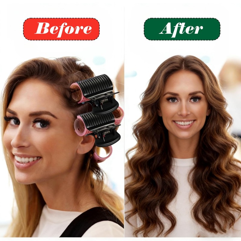 12 Piece Curling Iron With Clip, Hot Rolled Roller Clip,