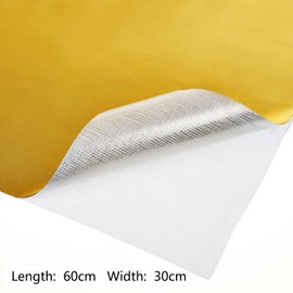 BBTO Heat Reflective Sheet Adhesive Backed Aluminized Fiberglass Heat Shield Tape Protection Barrier Heat Shield Resistant Material for Hose and Auto Use Heat Insulation Sheet(Gold, 12 x 24 Inch)