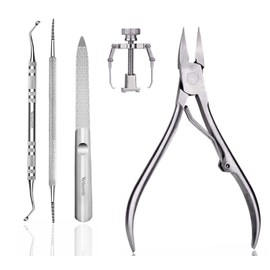 Podiatrist Toenail Clipper for Thick, Ingrown Toe Nails, With Toenail Lifter + Toenail Corrector + Toenail Edge File, Surgical Grade Stainless Steel, Pedicure Tools for Men & Seniors