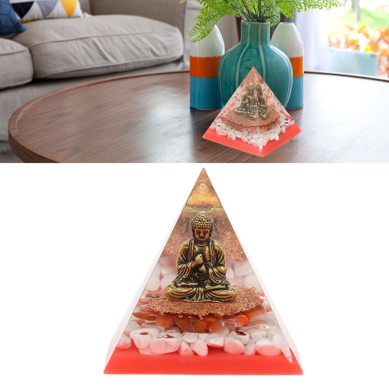 Crystal Pyramid Buddha Epoxy Energy Stone Handicraft for Household Decoration