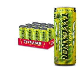 Tweaker Energy Drink Pre Workout - Sugar Free, Low Calorie, 110 mg Caffeine, Clean Energy Drink for Focus & Performance (12 oz, Pack of 12) (12 Ounce (Pack of 12), Citrus)