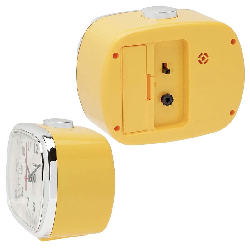 CASIO Alarm Clock Tabletop Clock Yellow Analog Snooze Light Retro