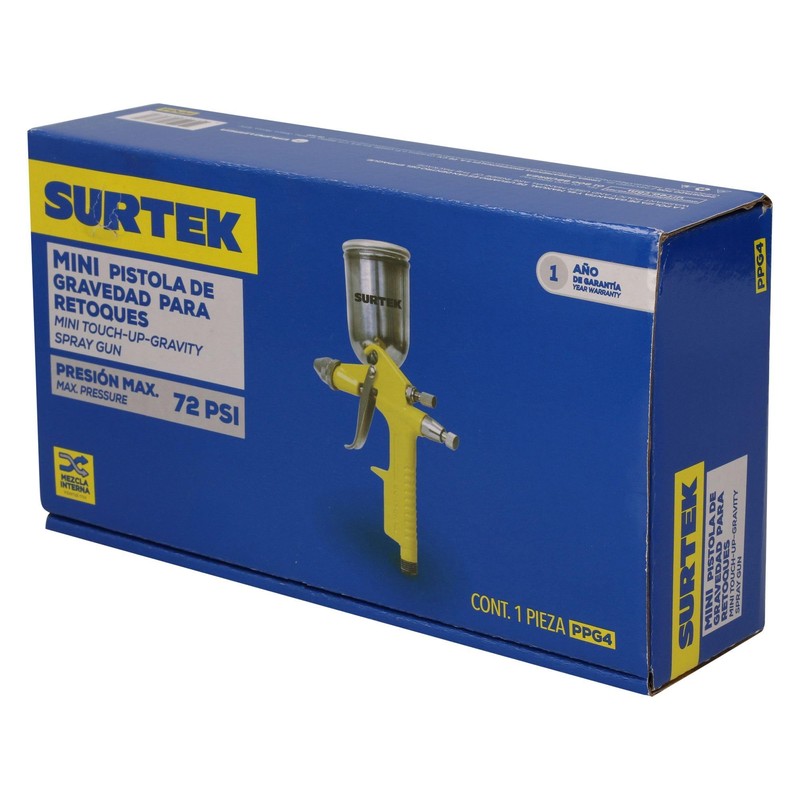 Surtek PPG4 Pistola mini para pintar terminados, capacidad 125 ml,