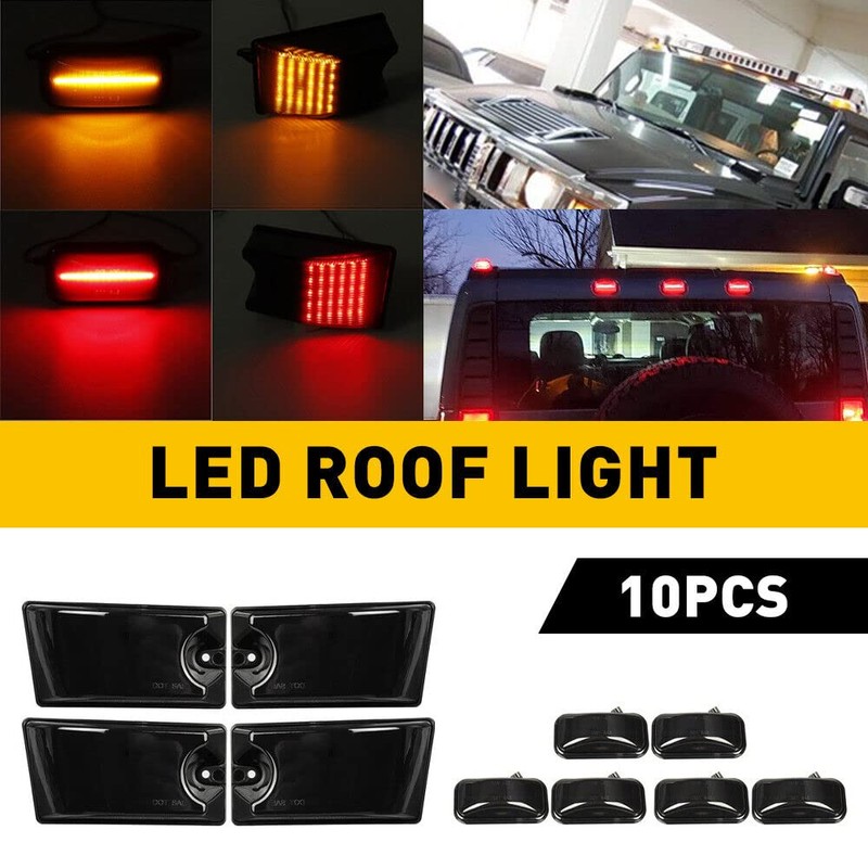 GTINTHEBOX 10pcs Smoked Lens Front Rear Cab Roof light Compatible