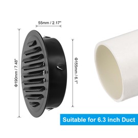 PATIKIL 6.3" Round Air Vent Cover, Stainless Steel Louvered Wall Inlet Outlet Grill Screen Mesh Ducting Soffit Vent with Screws for Ventilation, Black