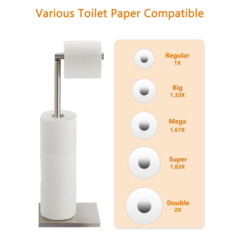 Toilet Paper Holder Stand, Free Standing Toilet Paper Roll Holder