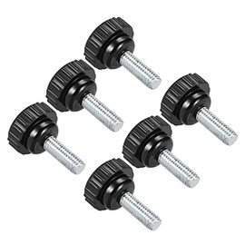 CoCud Knurling Clamp Knob M6 x 15mm Male Thread 20mm Head Thermoset Plastic Thumbscrew Grip Bolt Knob Black For Lathe Machines 6 Pcs